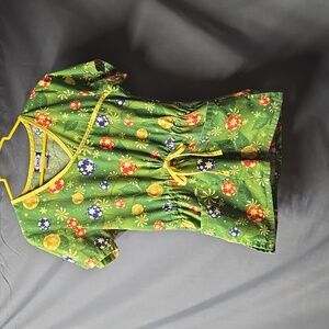 Green and Gold Christmas Ornament Scrubs